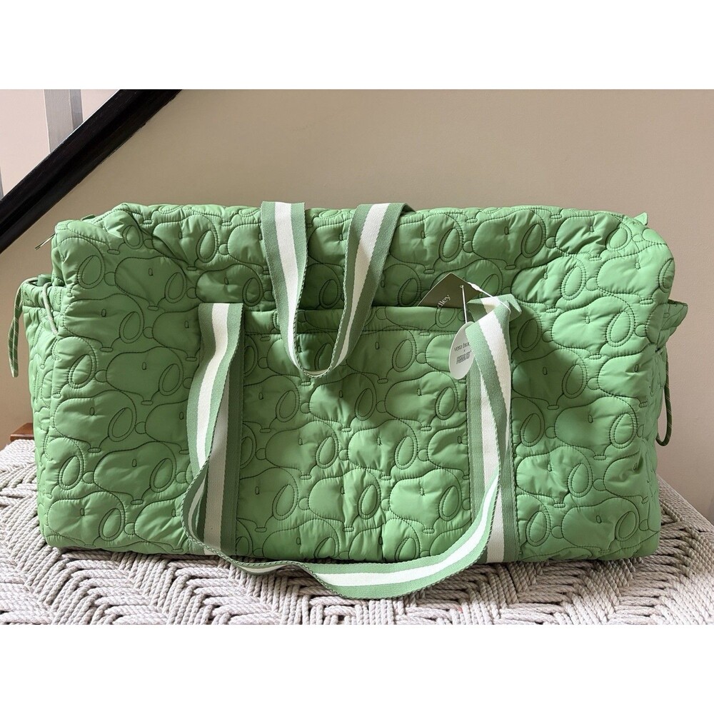 Vera Bradley Large Original Duffel Bag Peanuts Fluorite Green Quilter Snoopy NWT